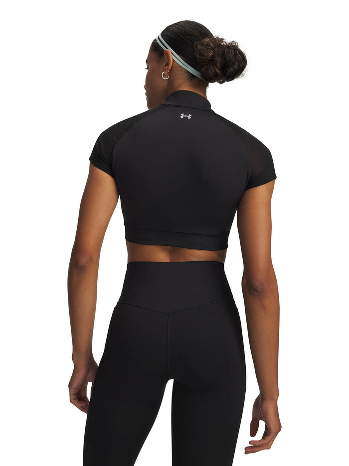 UA Vanish Elite Polera manga corta Crop negro para mujer