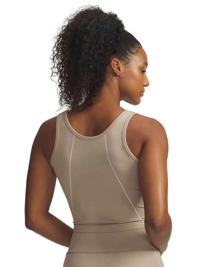 UA Vanish Seamless olera sin manga café para mujer