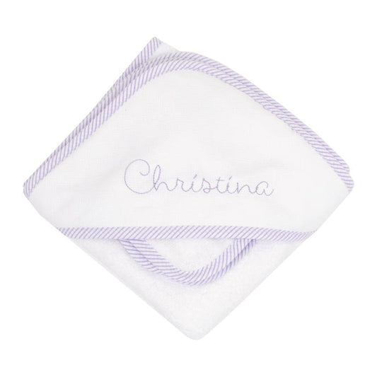 3 Marthas Lilac Seersucker Striped Hooded Towel