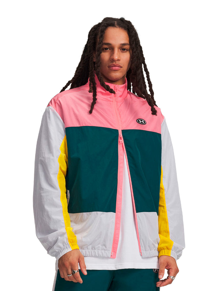 UA Icon Woven Track Full Zip rosado para hombre