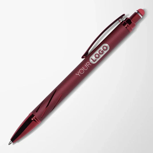 Engraved Monochrome Diamond Stylus Pen with Shiny Grip