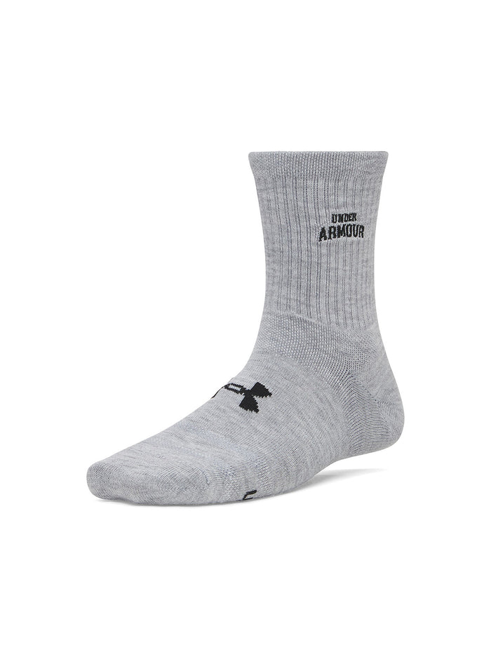UA Essential 3-Pack Mid Crew Calcetín gris para mujer