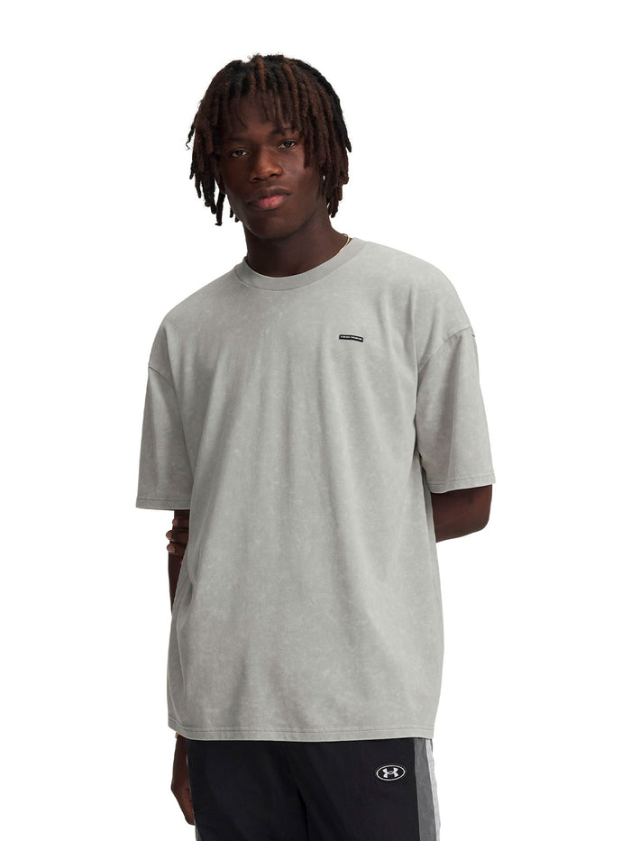 UA Heavyweight Oversized Logo Wash gris para hombre