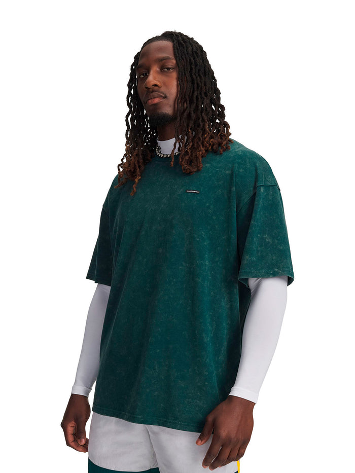UA Heavyweight Oversized Logo Wash verde para hombre