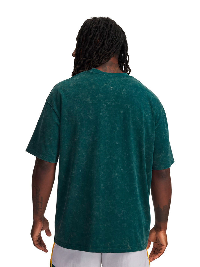 UA Heavyweight Oversized Logo Wash verde para hombre