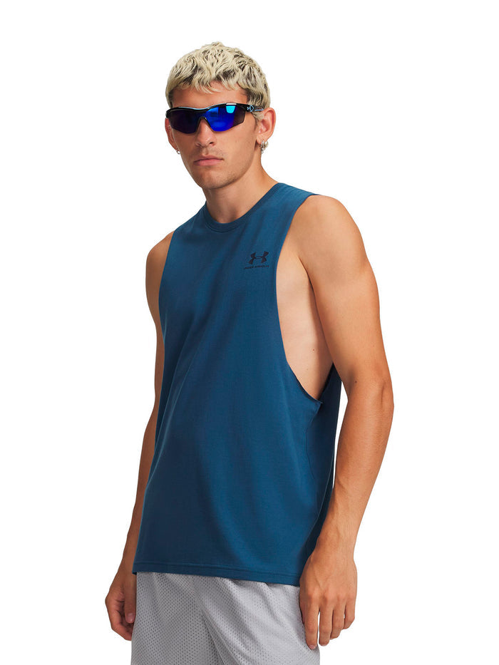 UA Left Chest Cut-Off azul para hombre