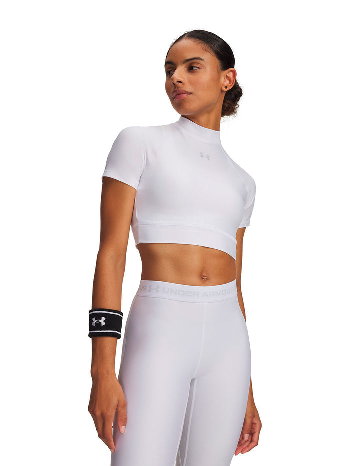 UA HeatGear Crop Mock blanco para mujer