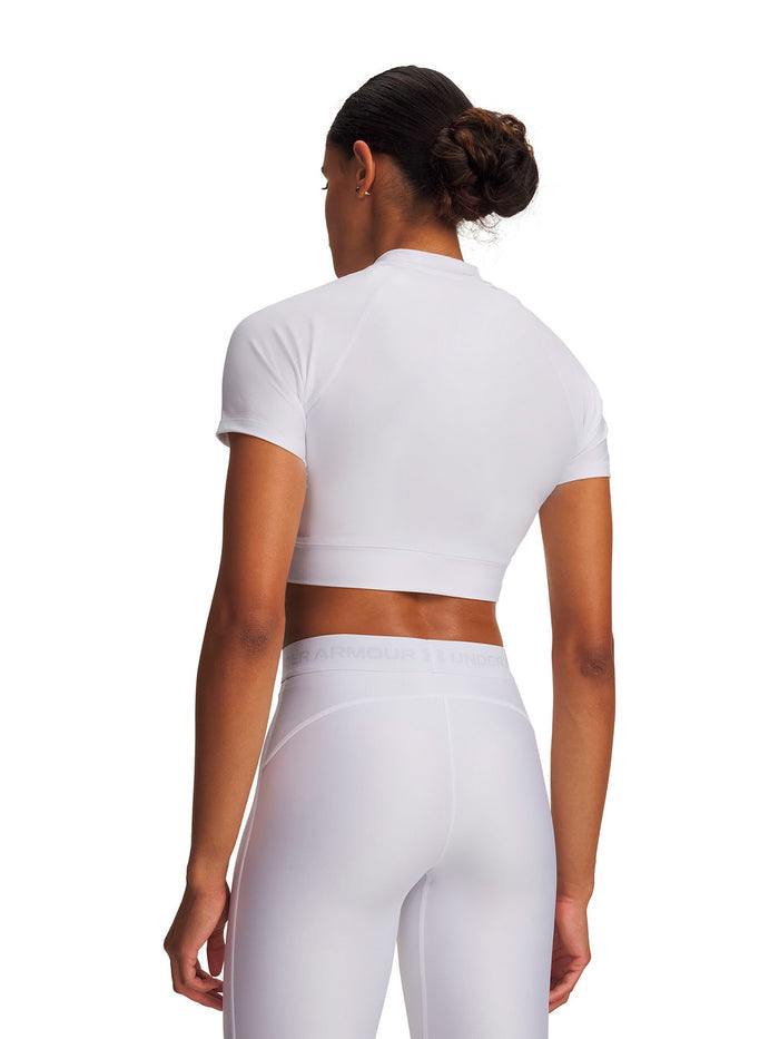 UA HeatGear Crop Mock blanco para mujer