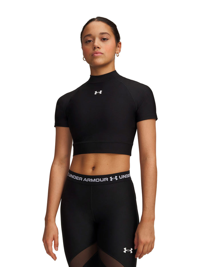 UA HeatGear Crop Mock negro para mujer
