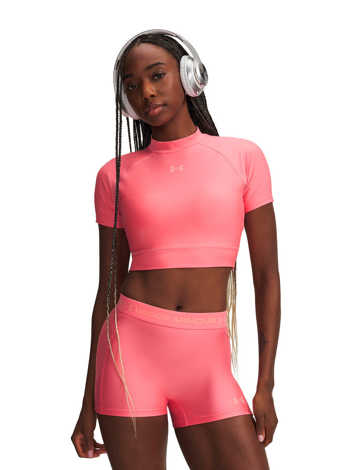 UA HeatGear Crop Mock rosado para mujer