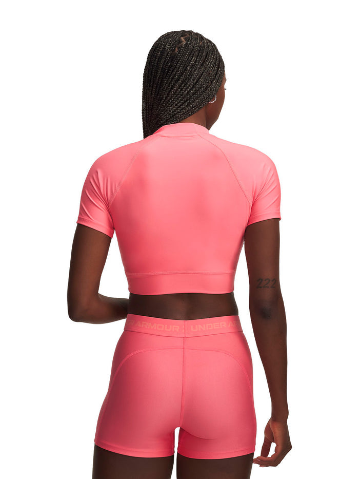 UA HeatGear Crop Mock rosado para mujer