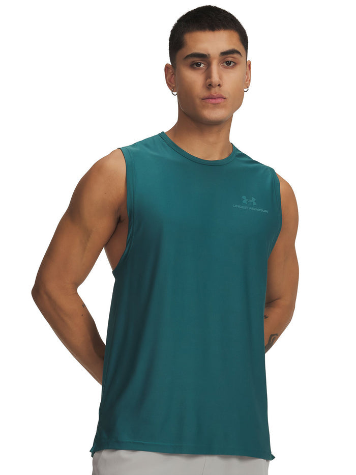 UA Vanish Energy Tank Polera sin manga verde para hombre