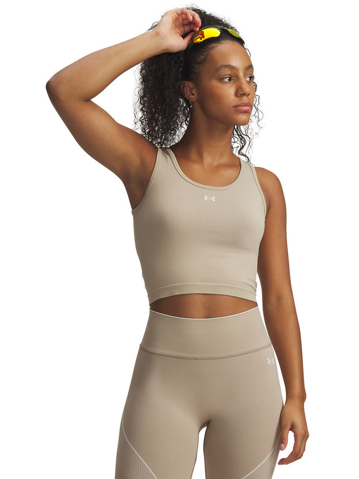 UA Vanish Seamless olera sin manga café para mujer